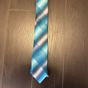 RW&CO. Turquoise and Gray Checkered Tie